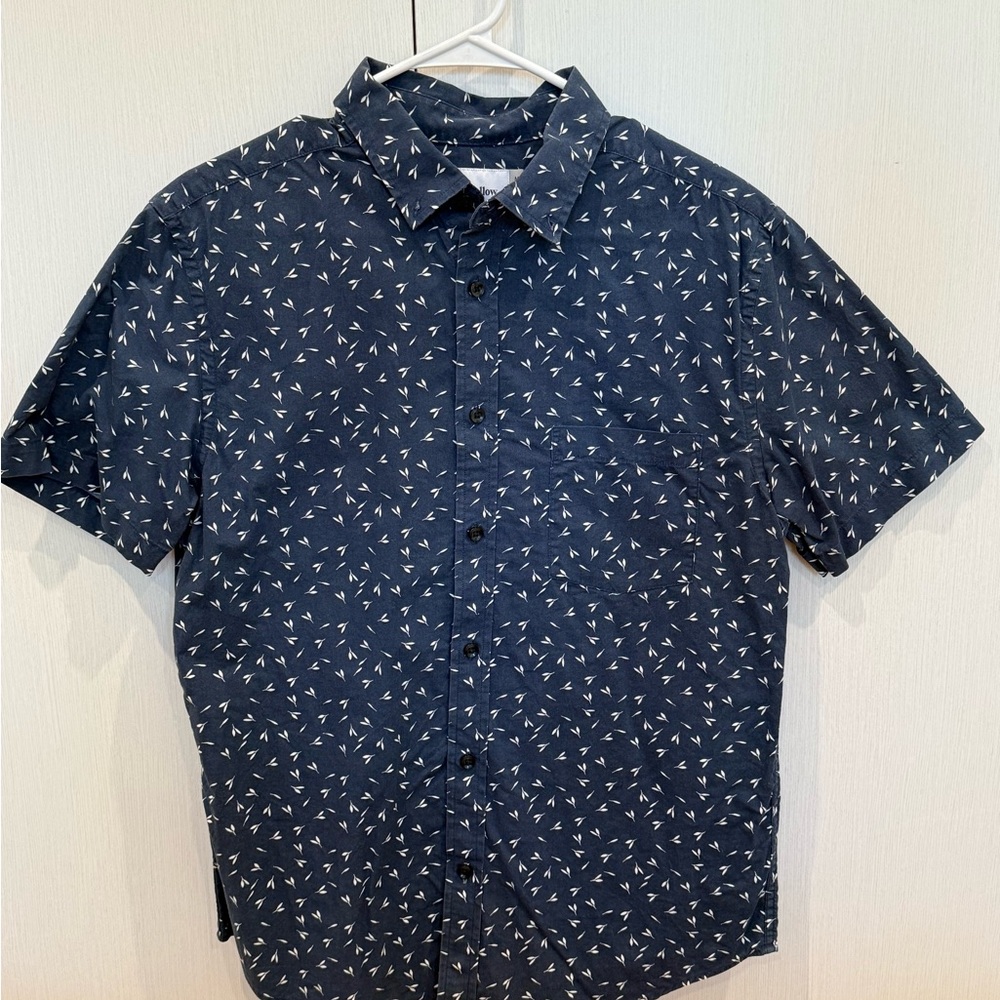 Navy Goodfellow Blue Patterned Men's Shirt - Medium